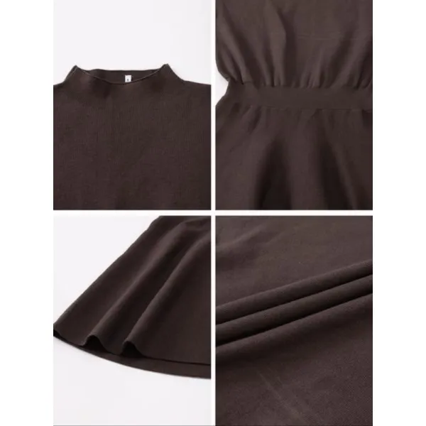 Women's Casual Half-High Neck Long Sleeve Knit Dress