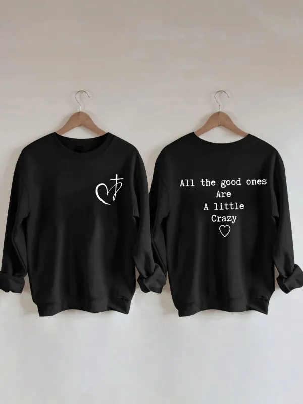 Women's Heart Cross Christian Jesus Has My Back Print Sweatshirt