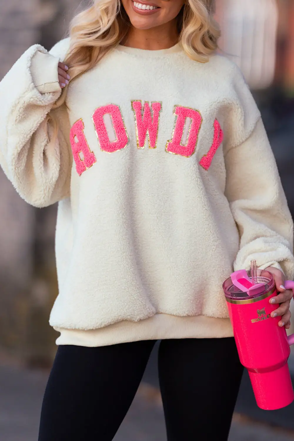 Patchwork Sherpa Pullover Sweatshirt