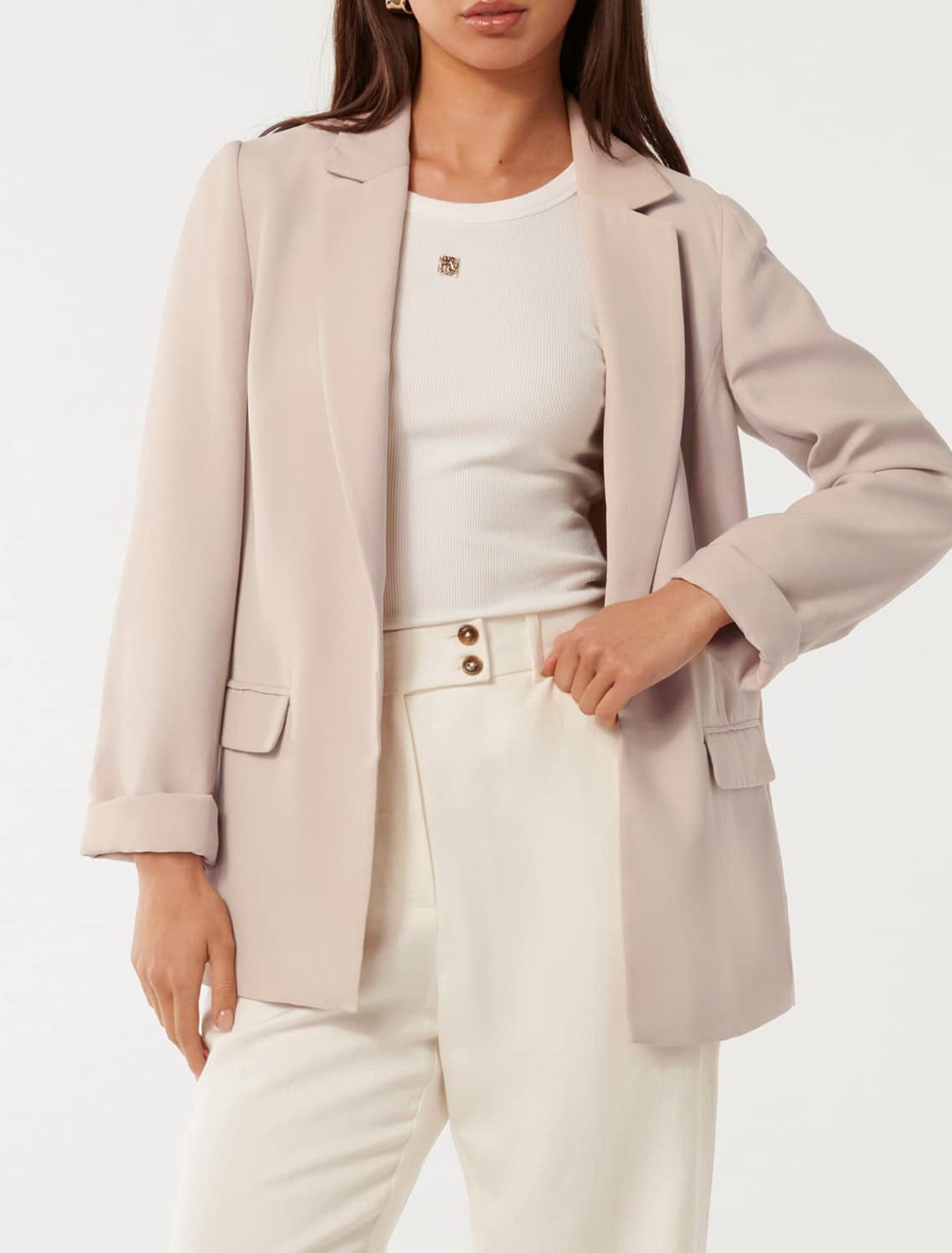 Lapel White Blazer