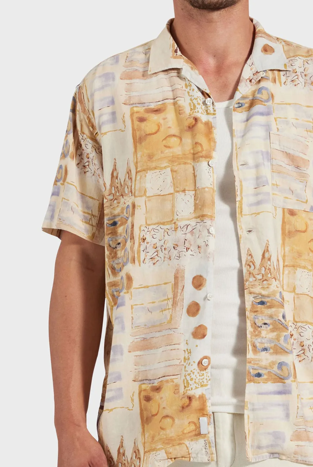 Vintage Inspired Print Short Sleeve Shirt