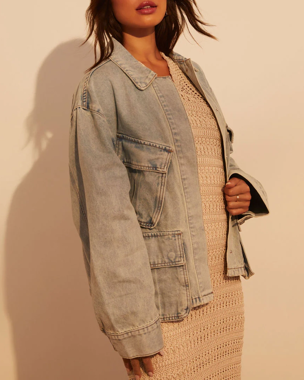 Pocketed Light Wash Denim Jacket