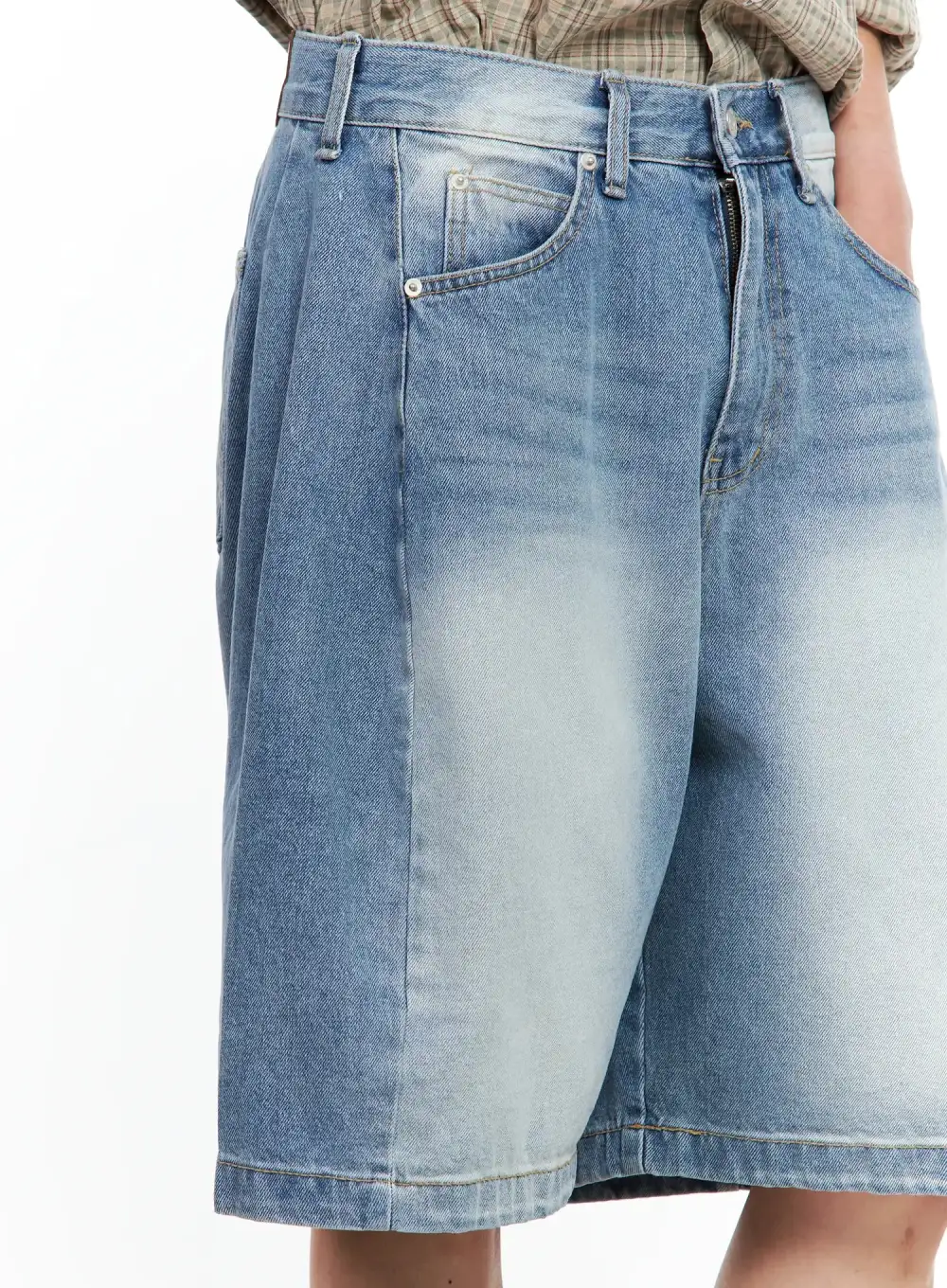 Men's Side-Drape Denim Denim Shorts