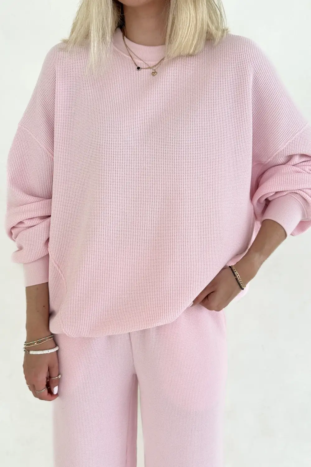 Neat Finish Waffle Knit Sweatshirt