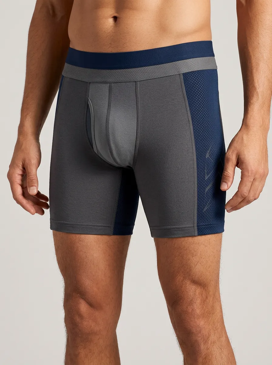 Streamlined Athletic Performance Mesh Panel Boxer Briefs