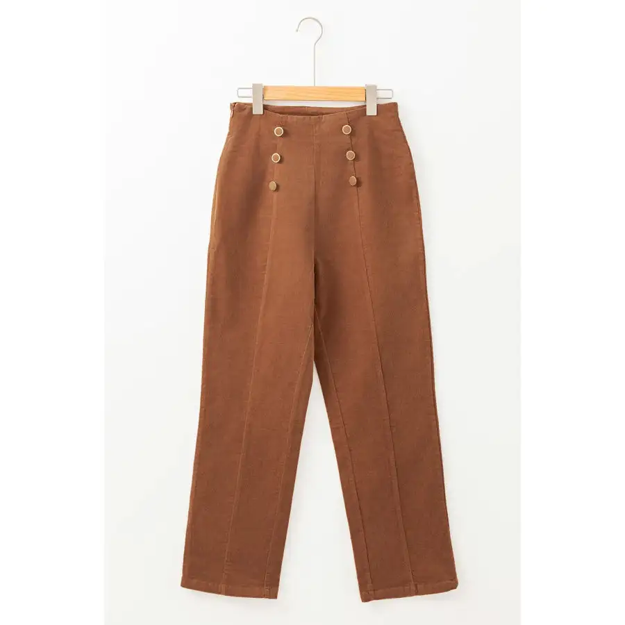 Decorative Button Straight Leg Pants