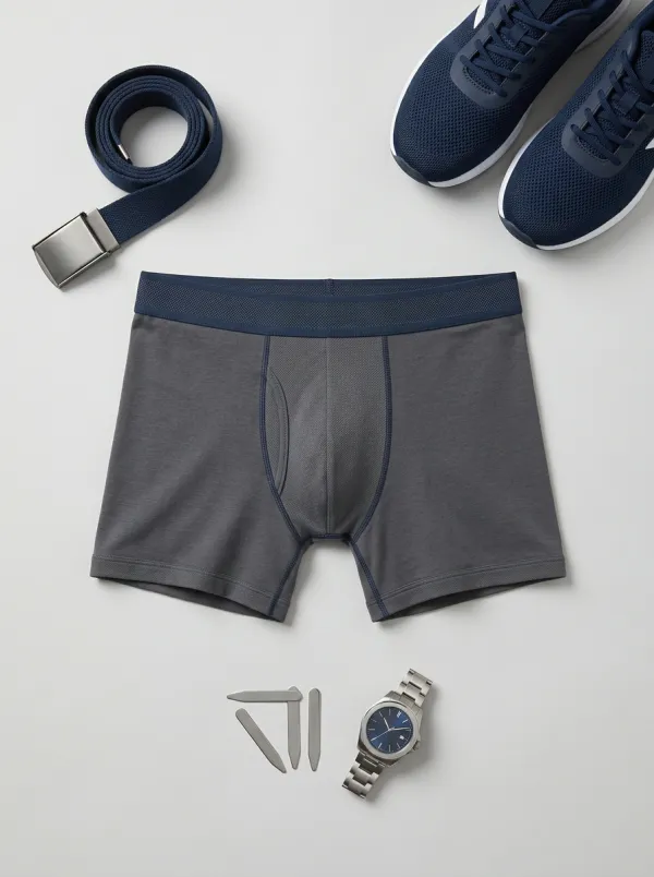 Solid Grey Minimalist Printed Boxer Briefs