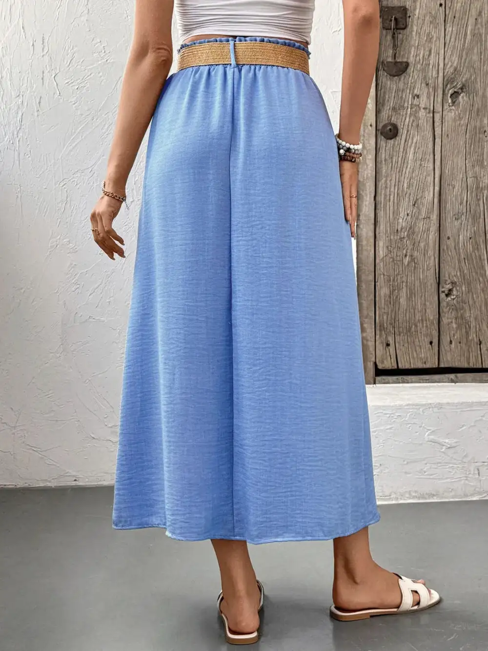 Button Front Pocket Detail Skirt