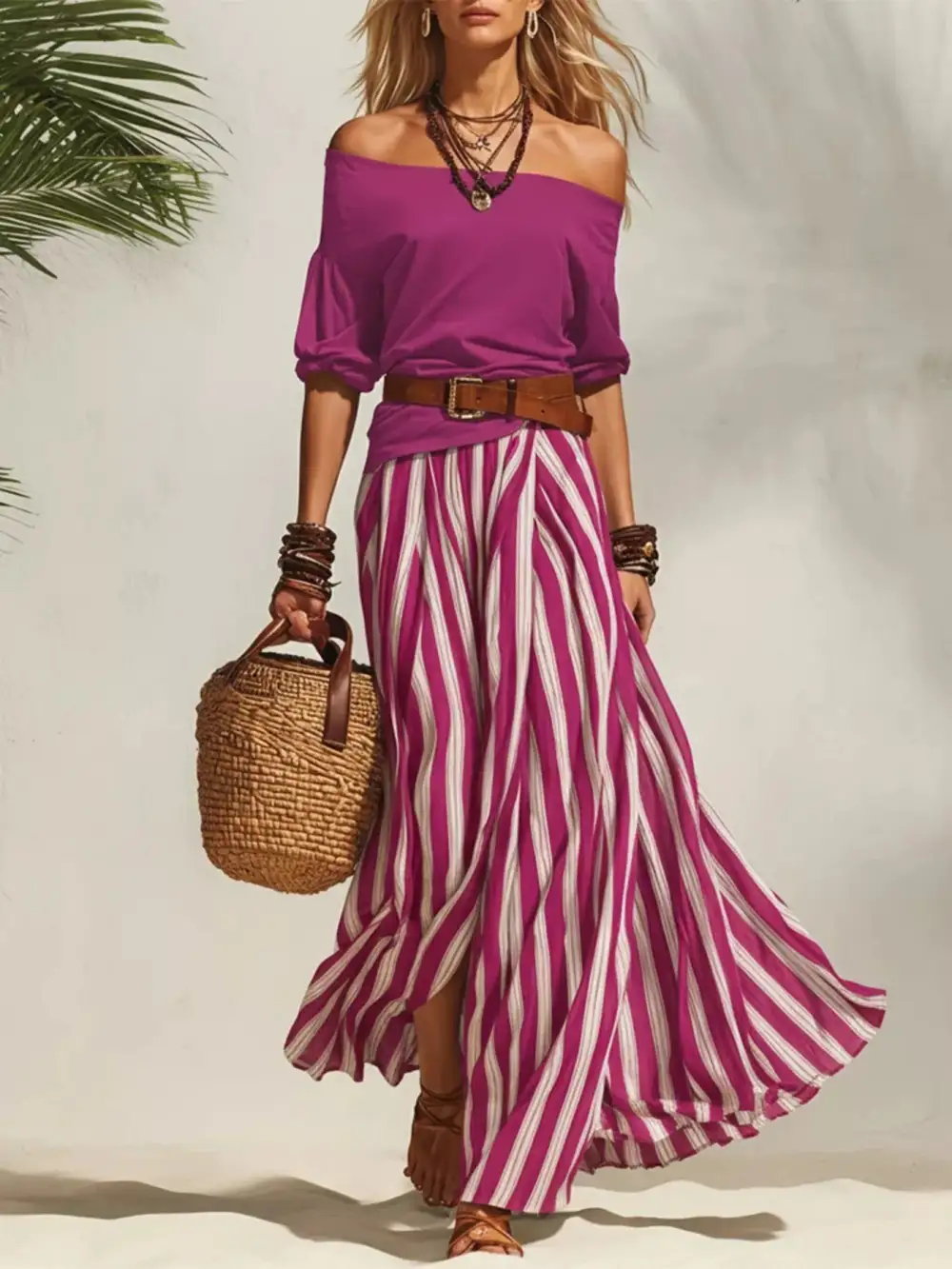 Off Shoulder Top and Maxi Skirt Set