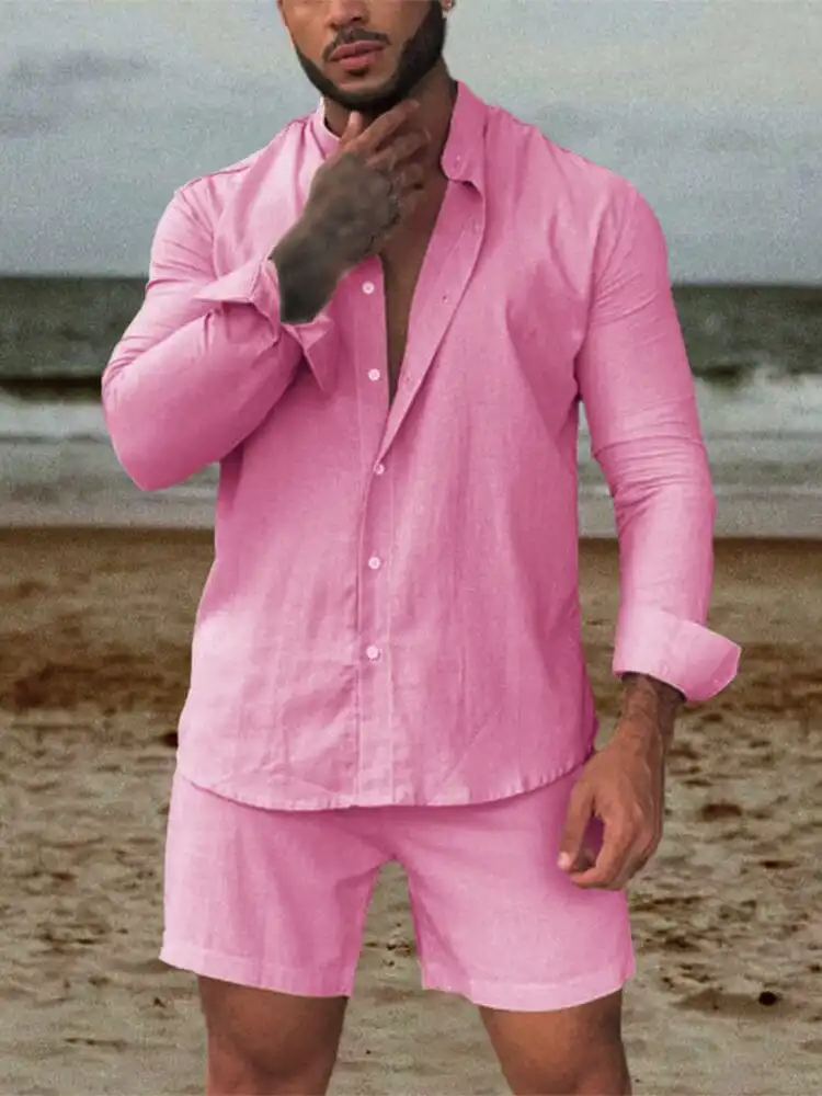Solid Shirt Shorts Set