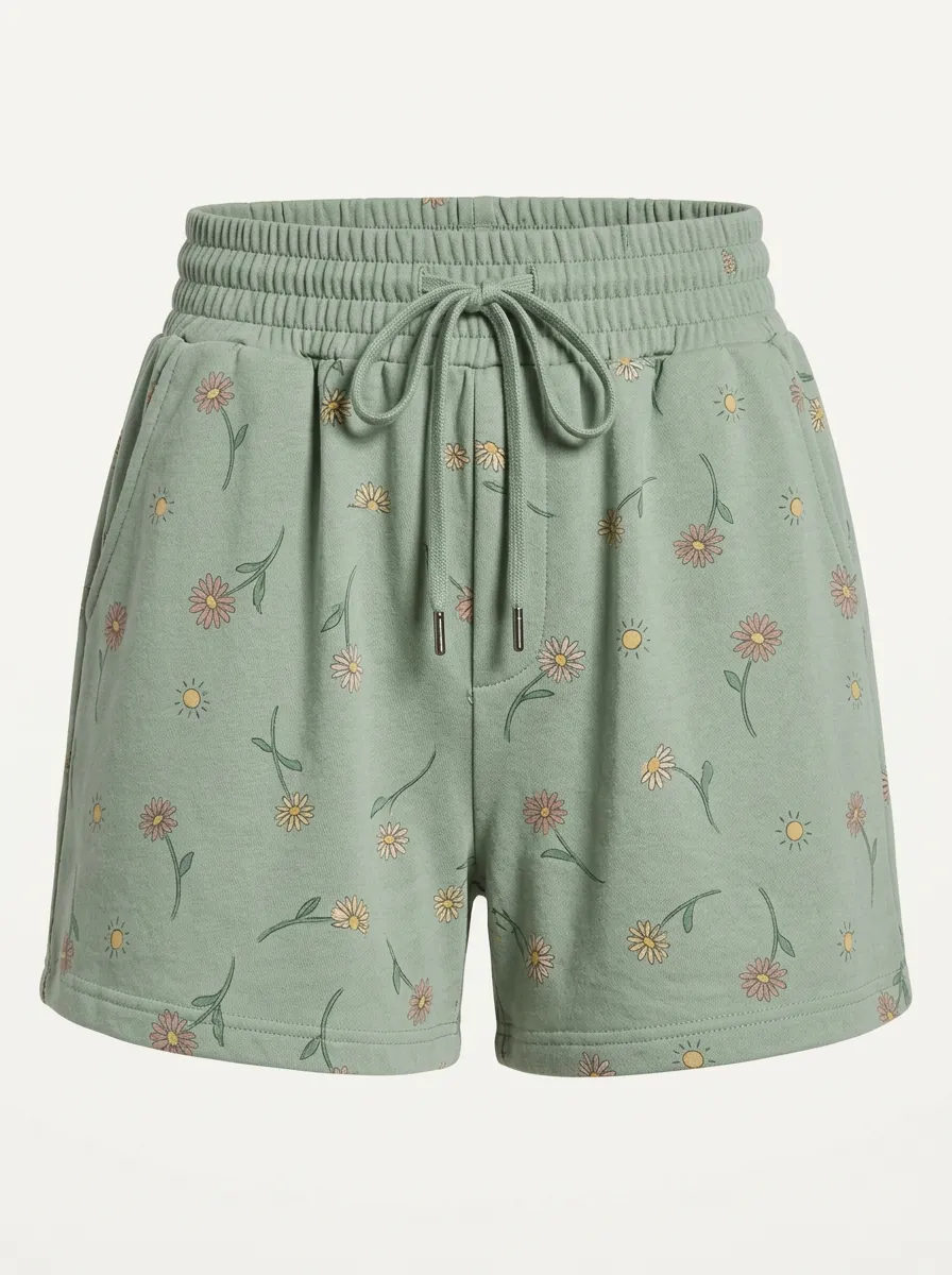 Women's Floral Sun-Print Drawstring Shorts