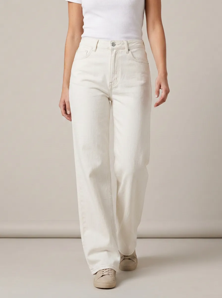 Polished-Casual High-Rise Wide-Leg Washed Denim Jeans