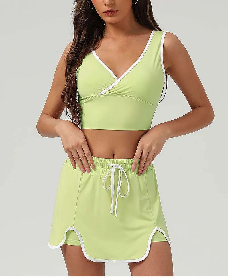 Sleeveless Tennis Top, Vest and Skort Active Set