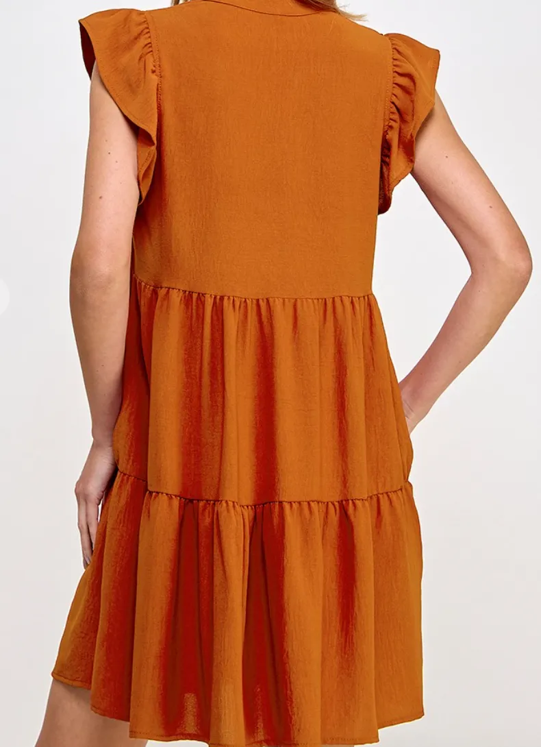 Cap Sleeve Ruffle Dress