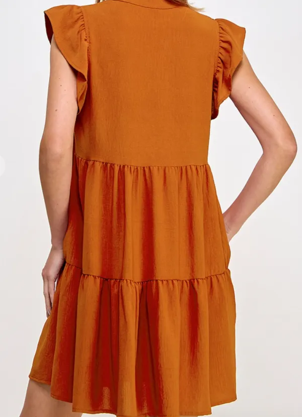 Cap Sleeve Ruffle Dress