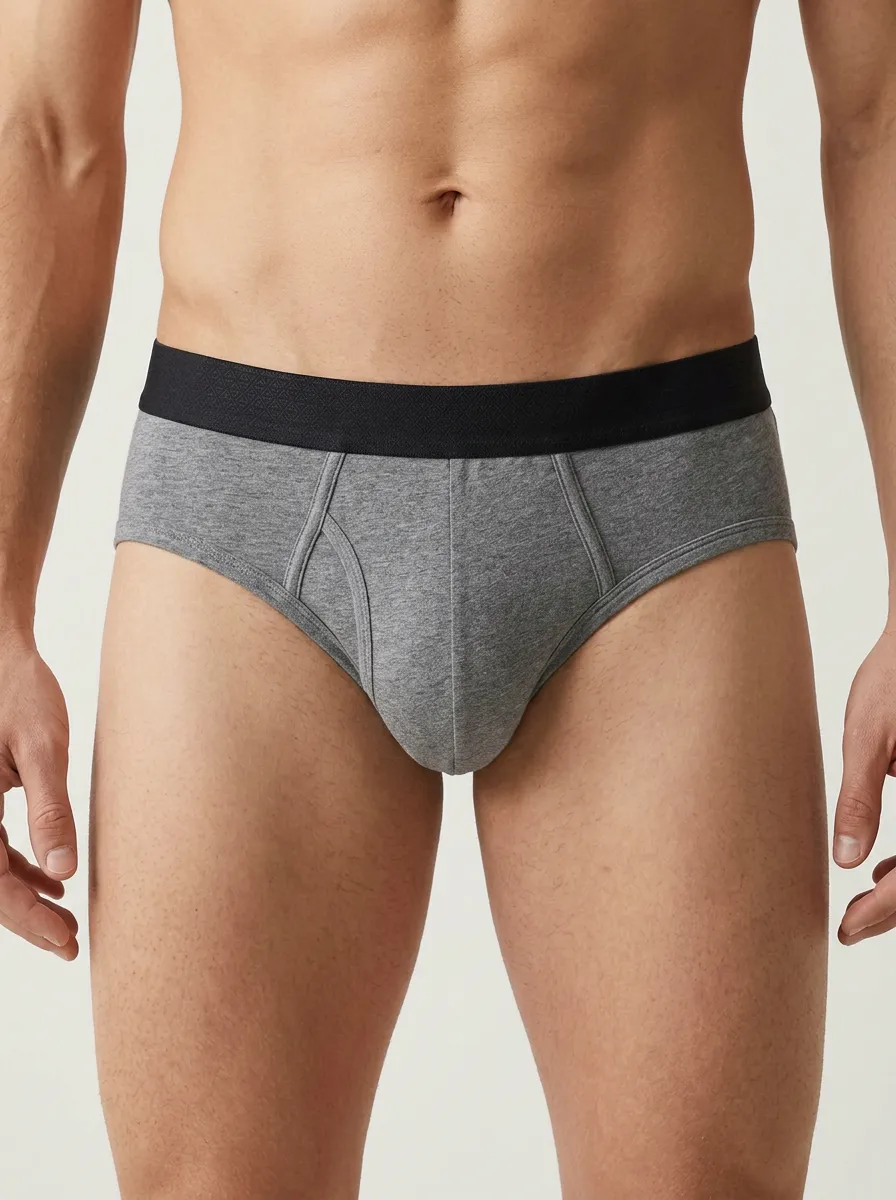 Men's Basic Comfort Grey Cotton Printed Briefs