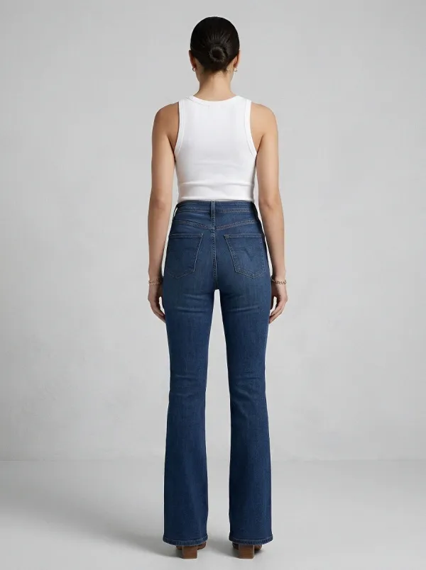 Soft-Look High-Waist Stretch Women's High-Waist Stretch Flare Jeans