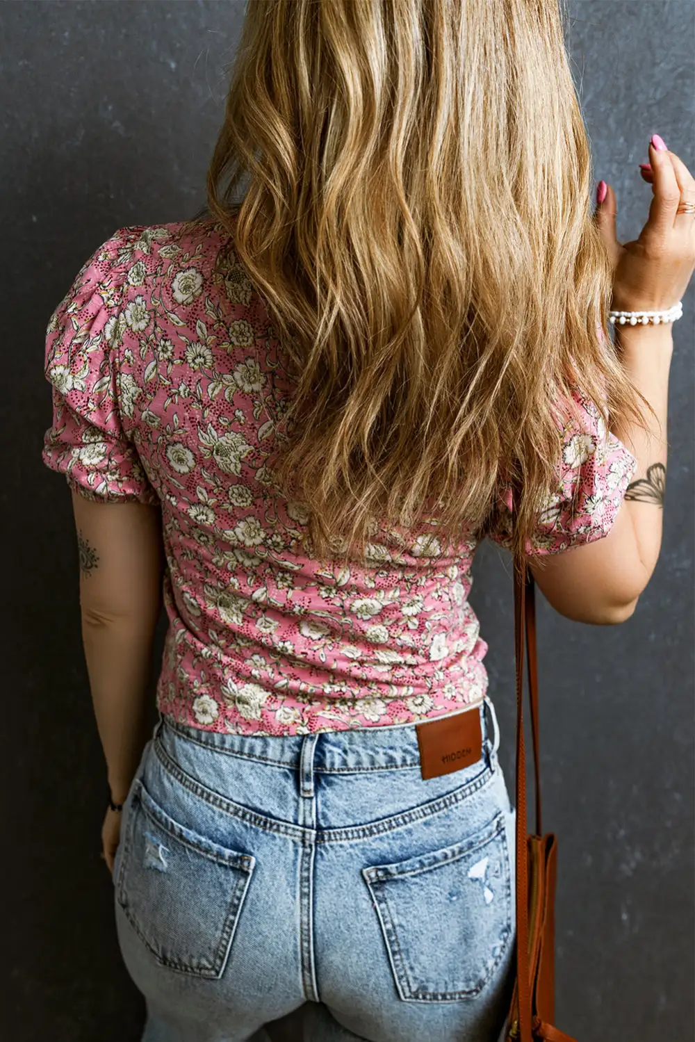 Floral V-Neck Puff Sleeve Blouse