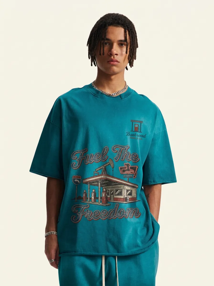 Men's Vintage Gas Station Fuel The Freedom Printed T-shirt
