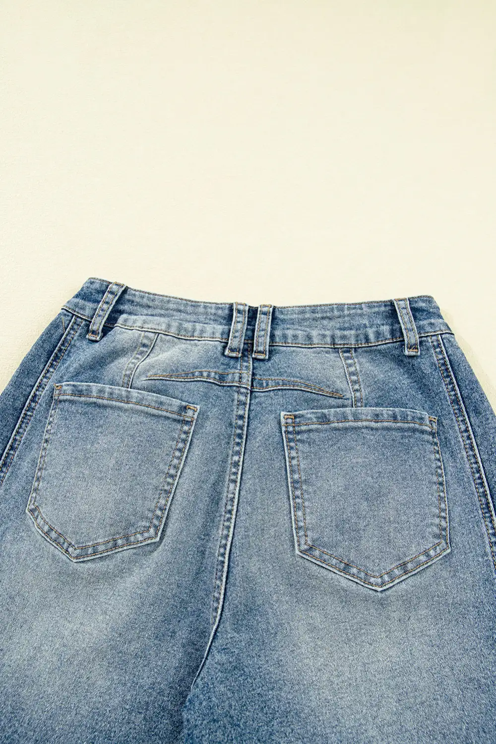 Seam Detail Washed Denim Jeans