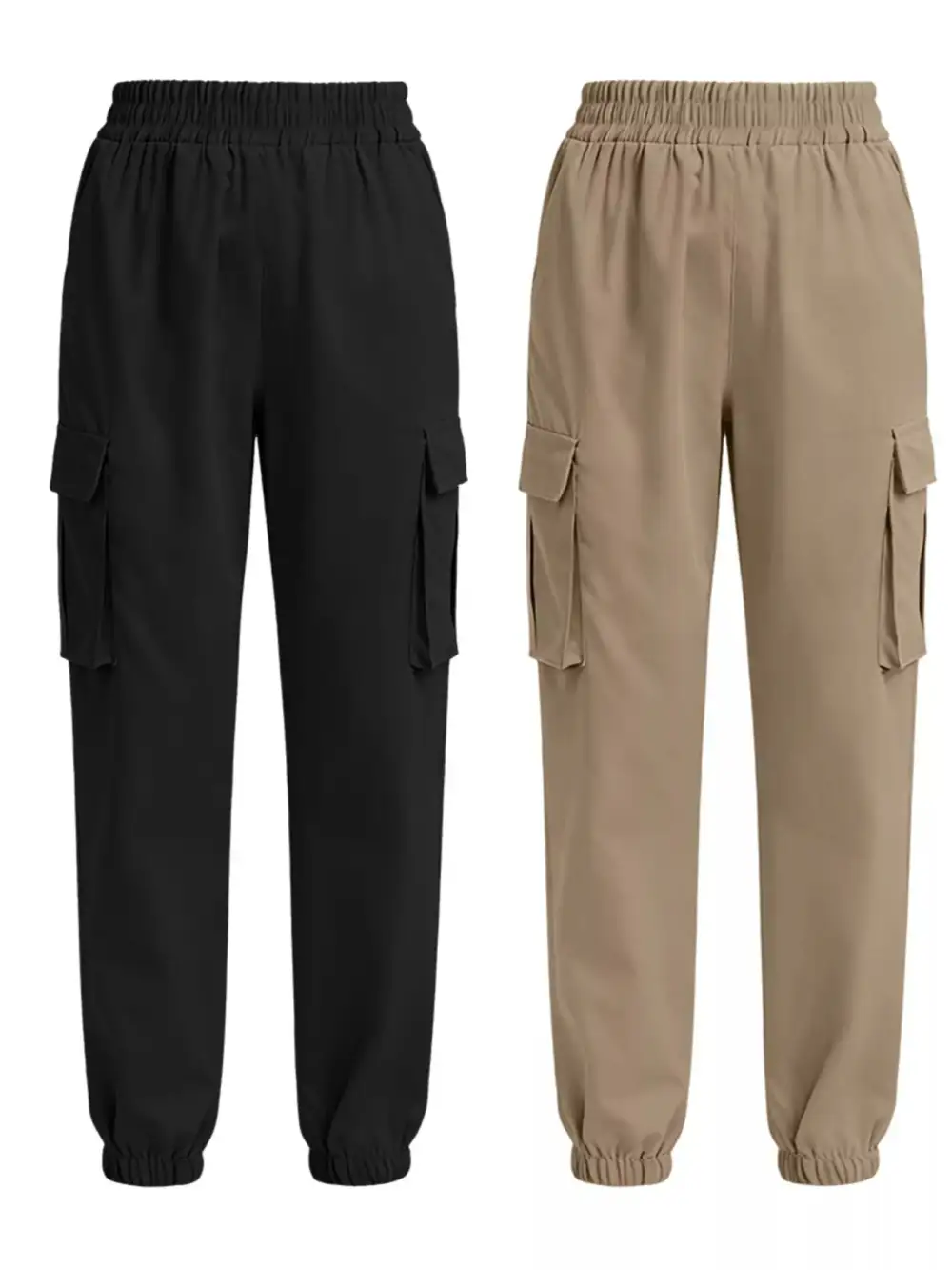 Piece Elastic Waist Cargo Pants