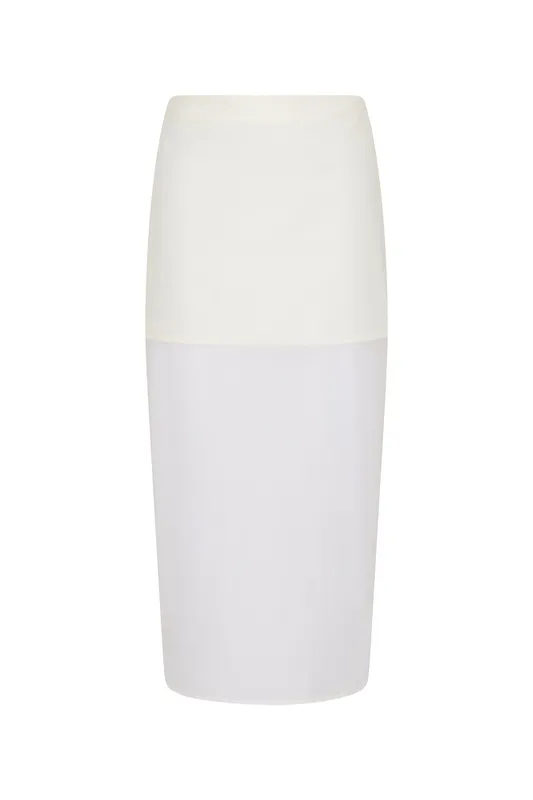 White Sheer Organza Midi Skirt