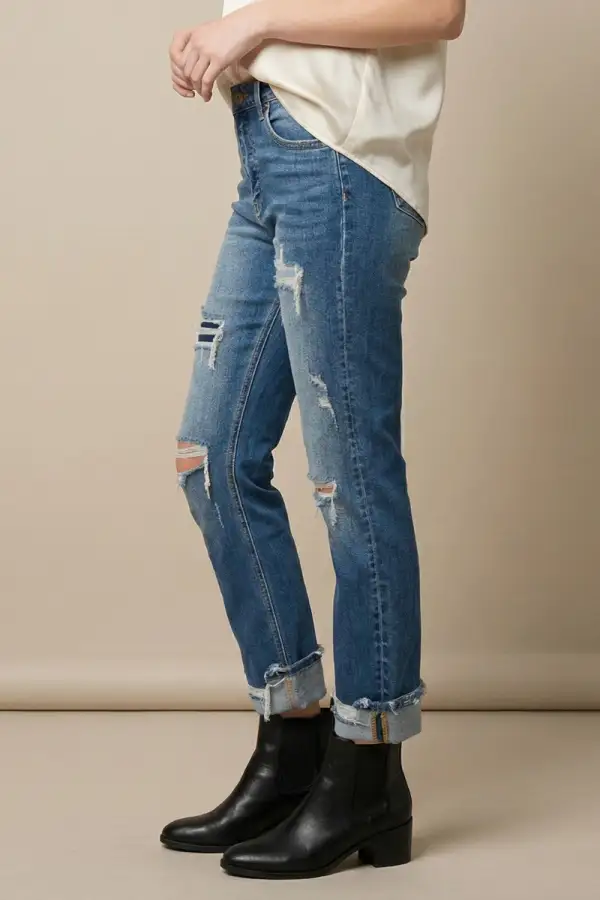 Classic High Rise Straight Leg Cropped Denim Jeans
