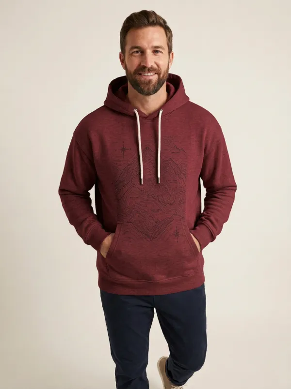 Men's Canyon Hiking Explorer Topographic Graphic Hoodie