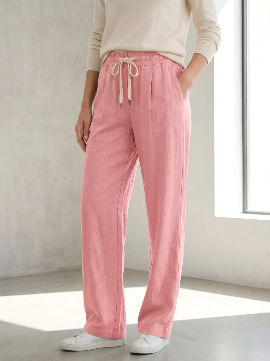 Women's Classic Everyday Casual Adjustable Drawstring Waist Pants