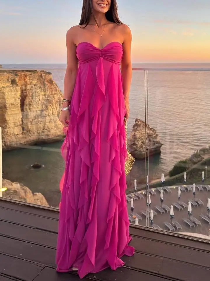 Tube Top Ruffle Maxi Dress