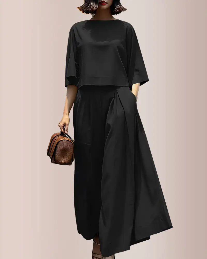 Effortless Drape Two-Piece Wide Leg Lounge Set