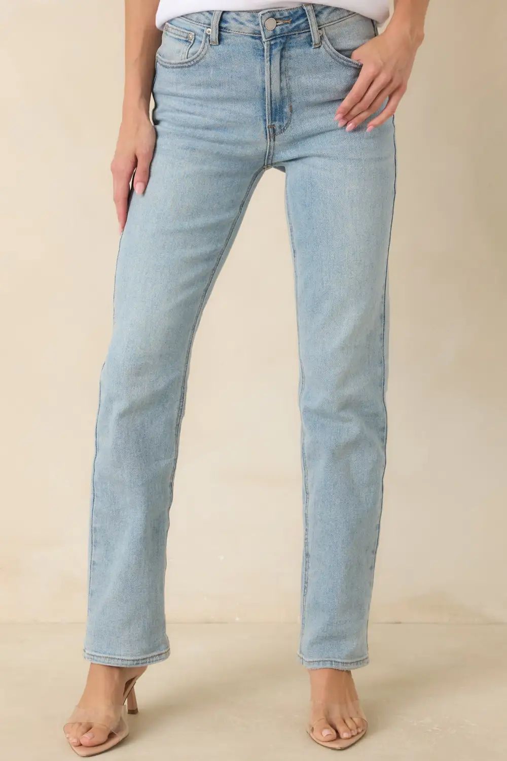 Light Wash Straight Leg Jeans