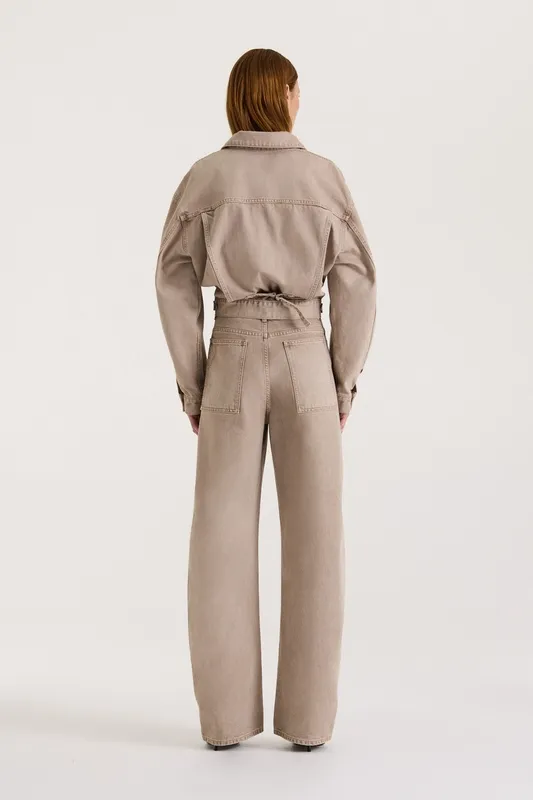 Tan Wash High-Rise Bow Leg Jeans