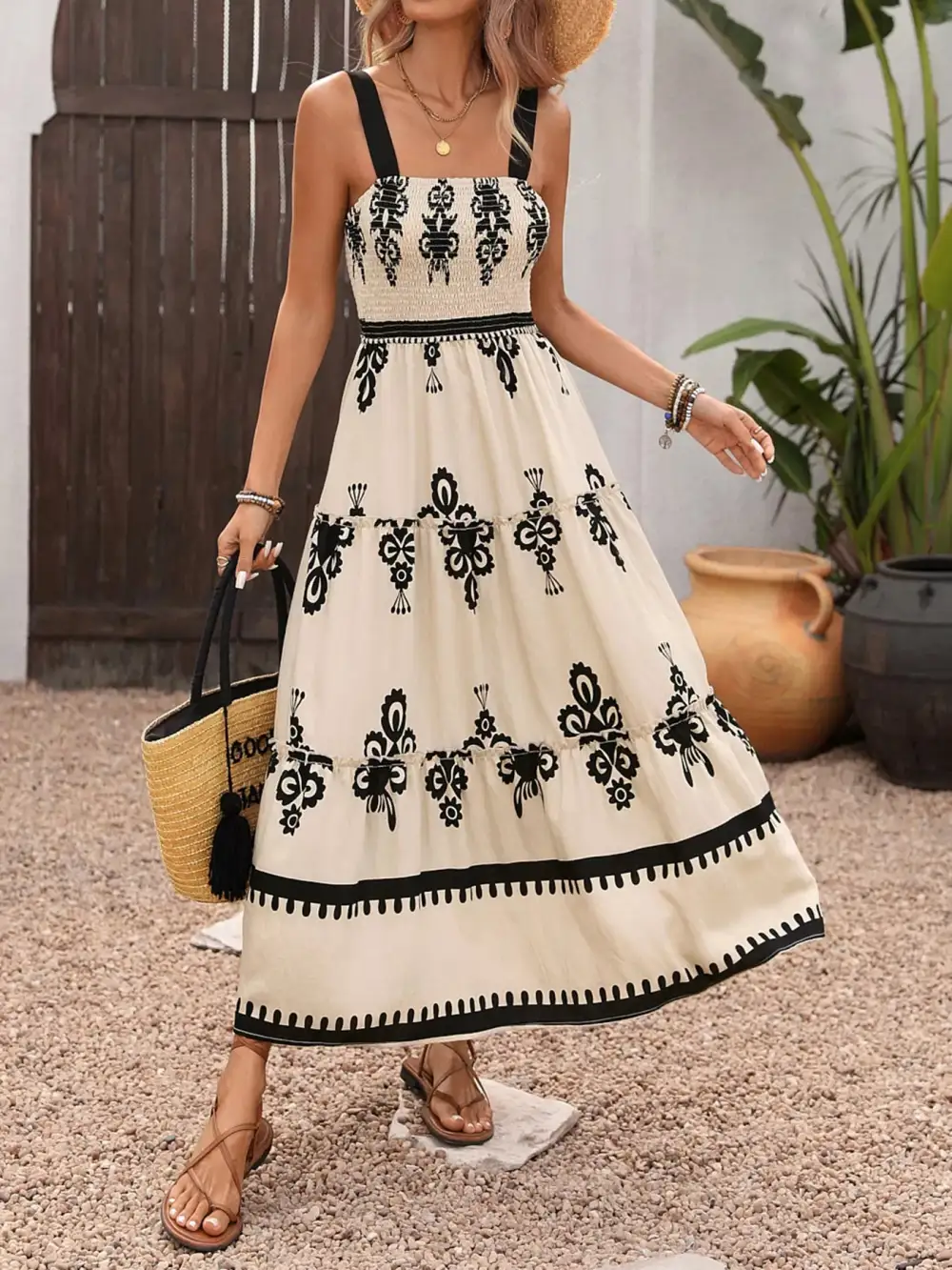 Drape Tiered Smocked Dress
