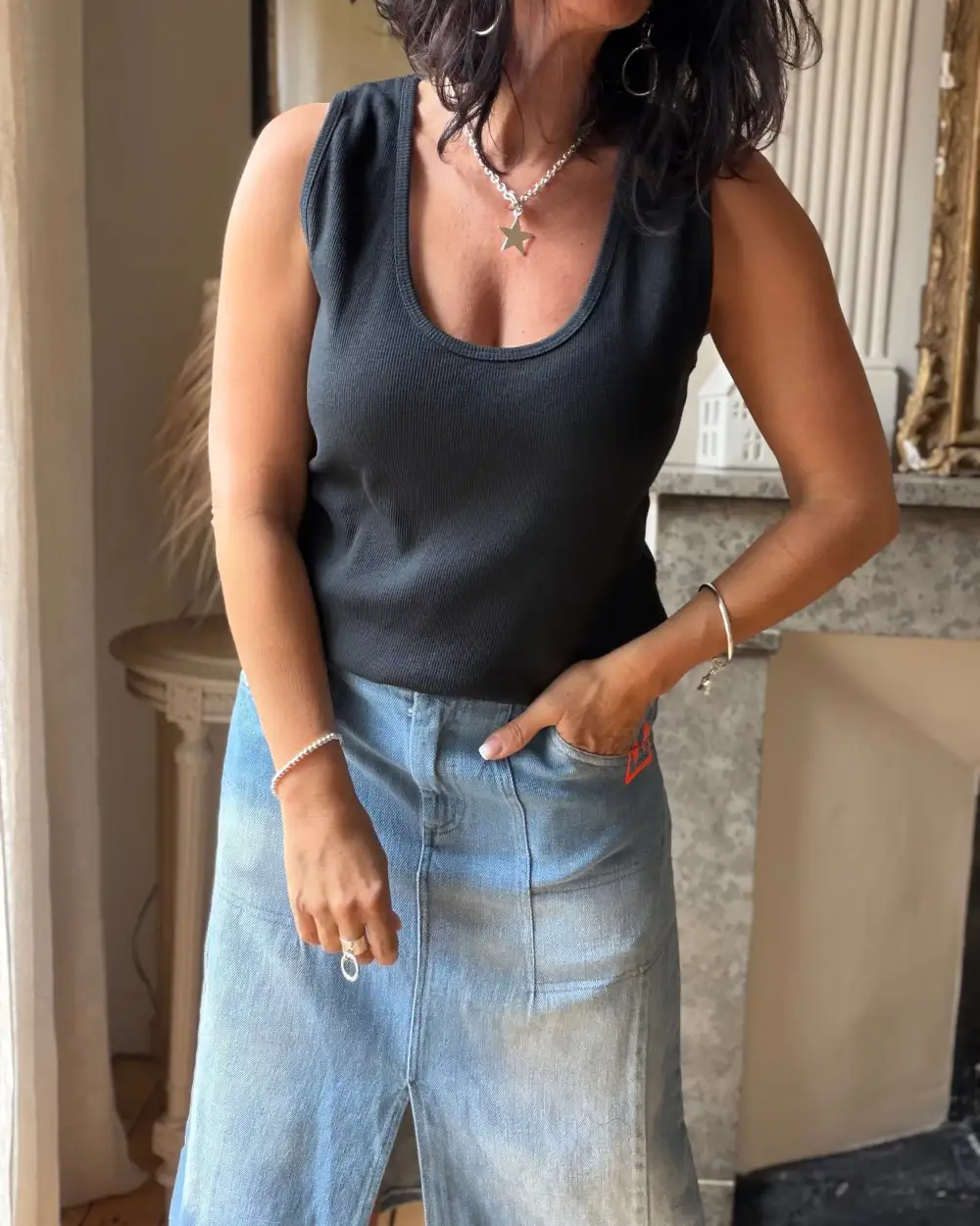 Classic Cotton Denim Tank Top