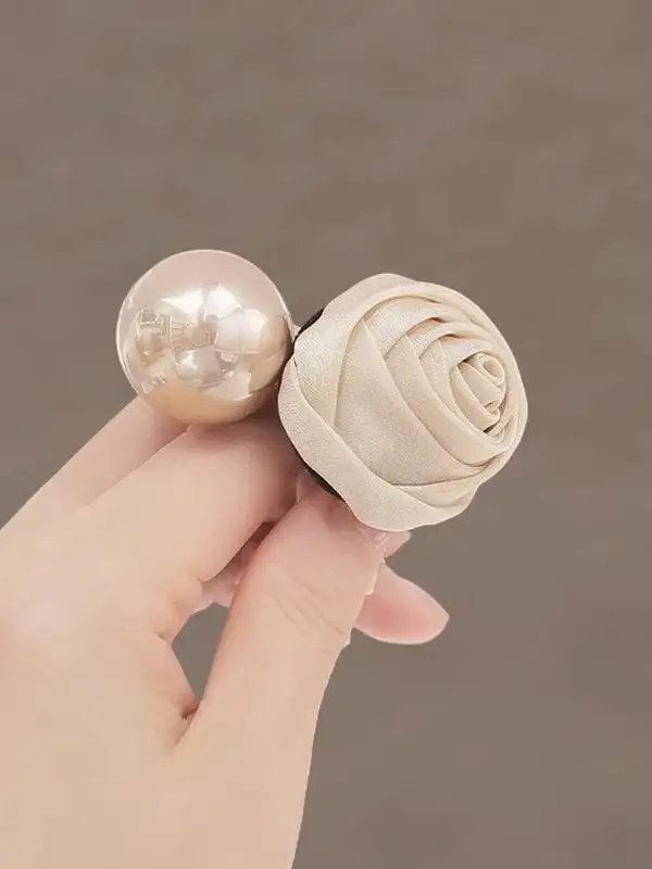 Beaded Pleated Flower Hair Tie