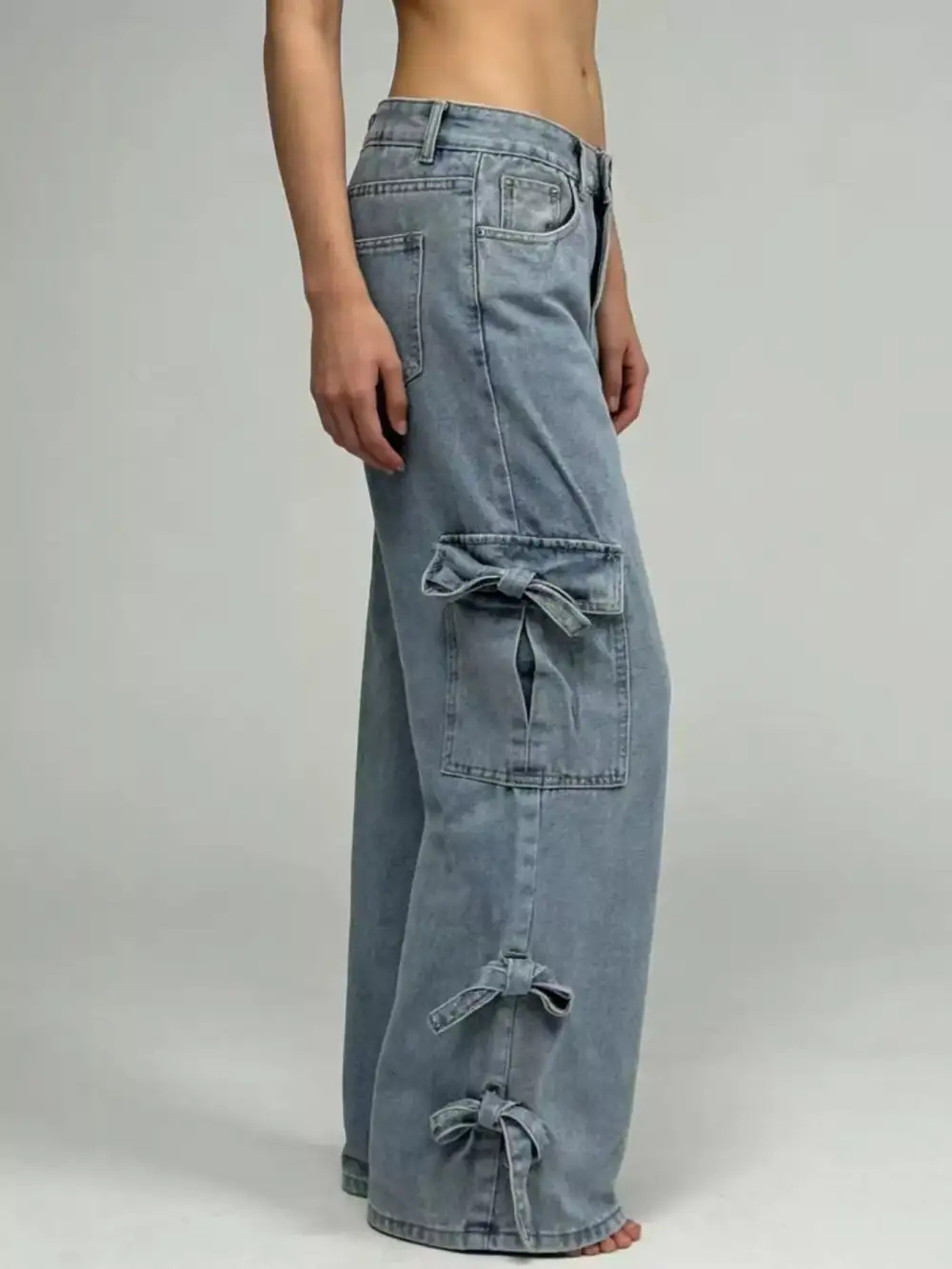 Raw Hem Tiered Denim Jeans