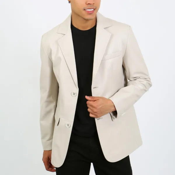 Heritage Classic Notched Lapel Leather Blazer