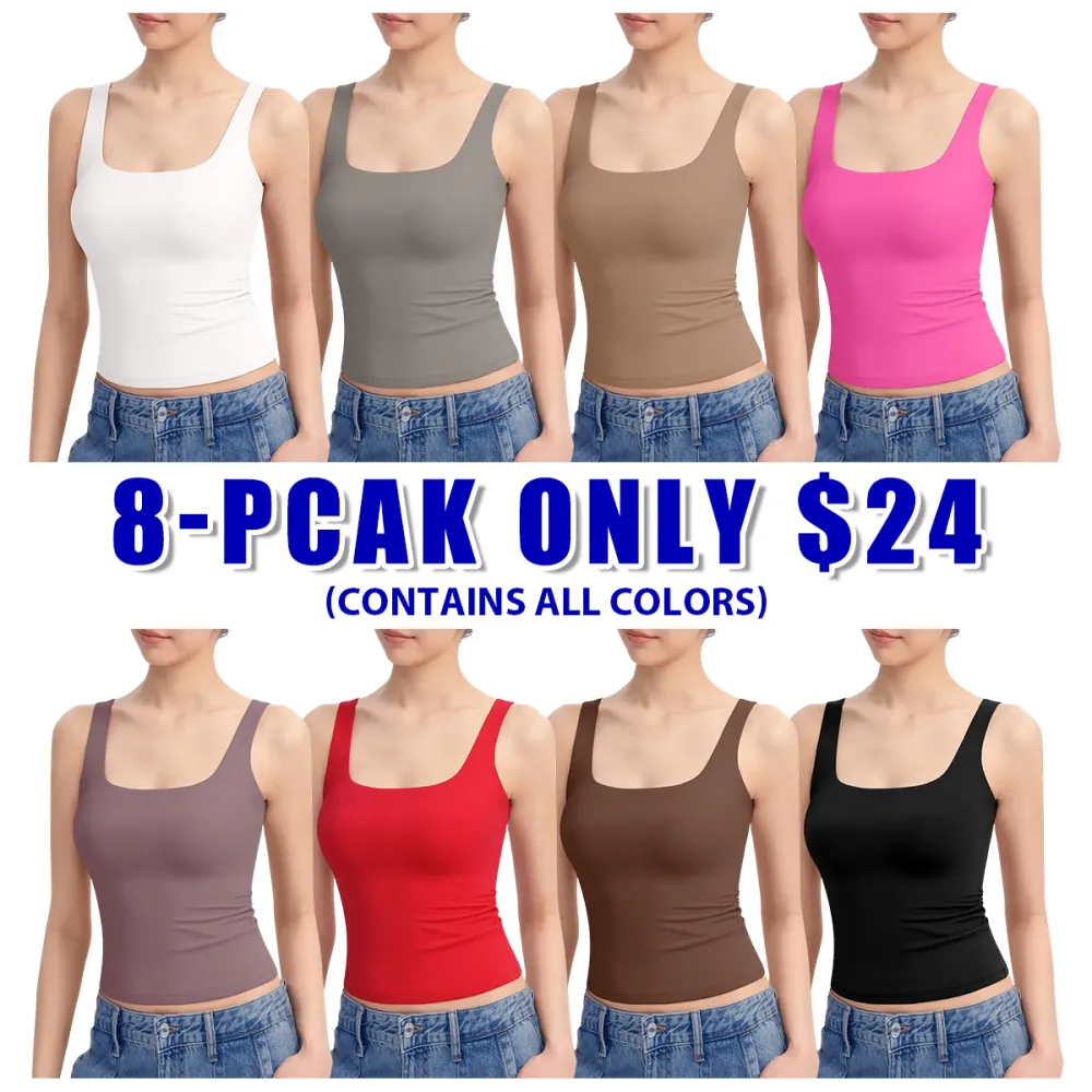 Women's Tank Top Sleeveless Double Lined Basic Tops