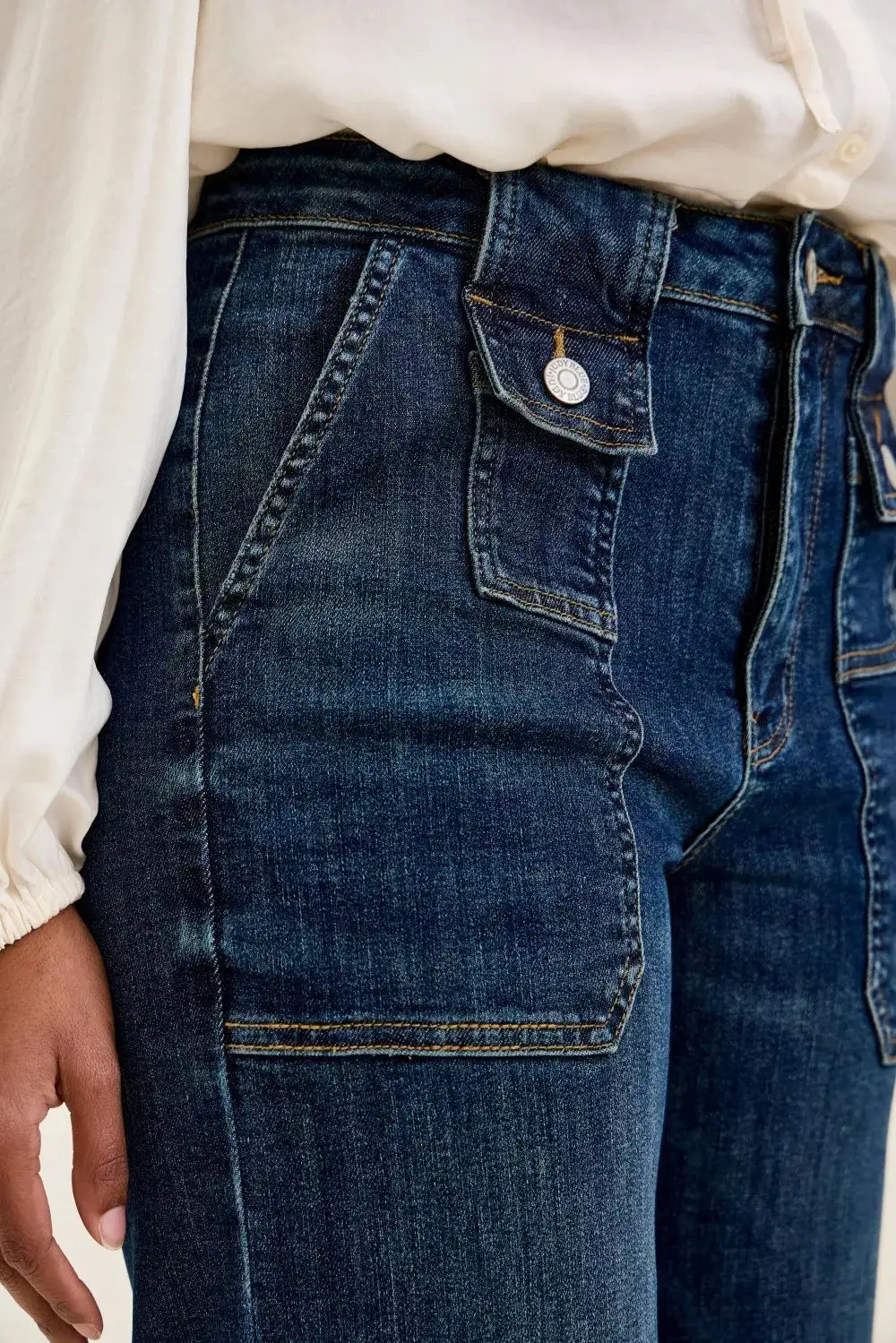Everyday High Rise Patch Pocket Wide Leg Jeans