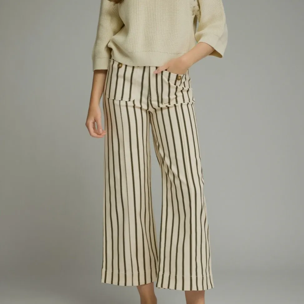 Relaxed Stripe Cropped Pants