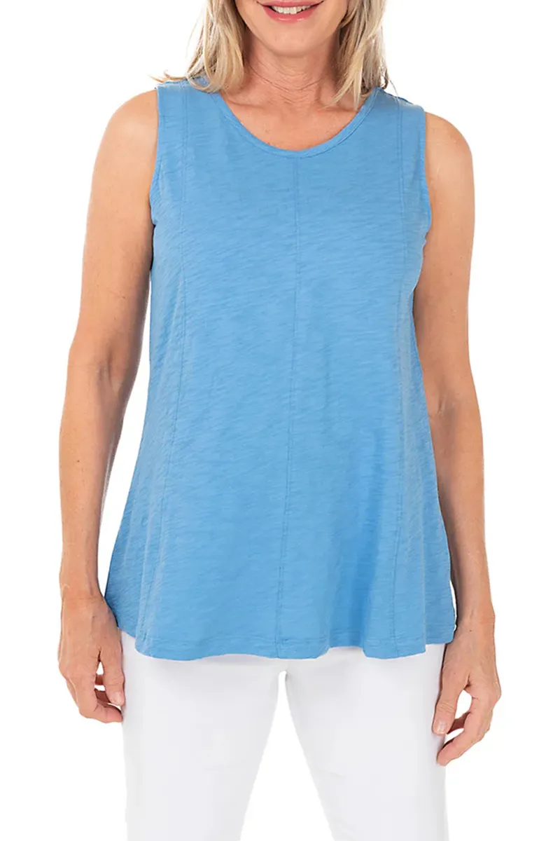 Solid Slub-Knit Seamed Tank