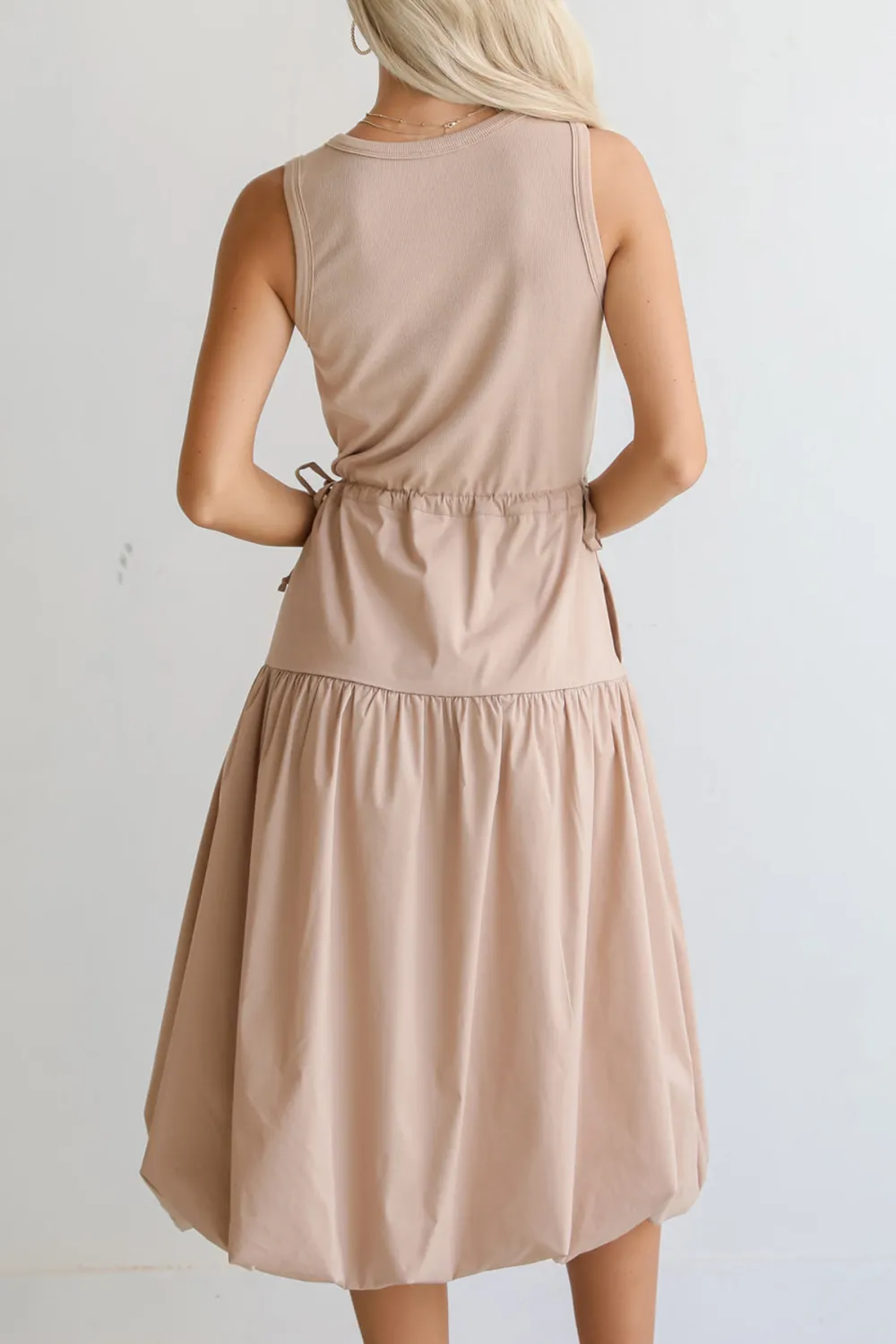 Taupe Contrast Midi Dress