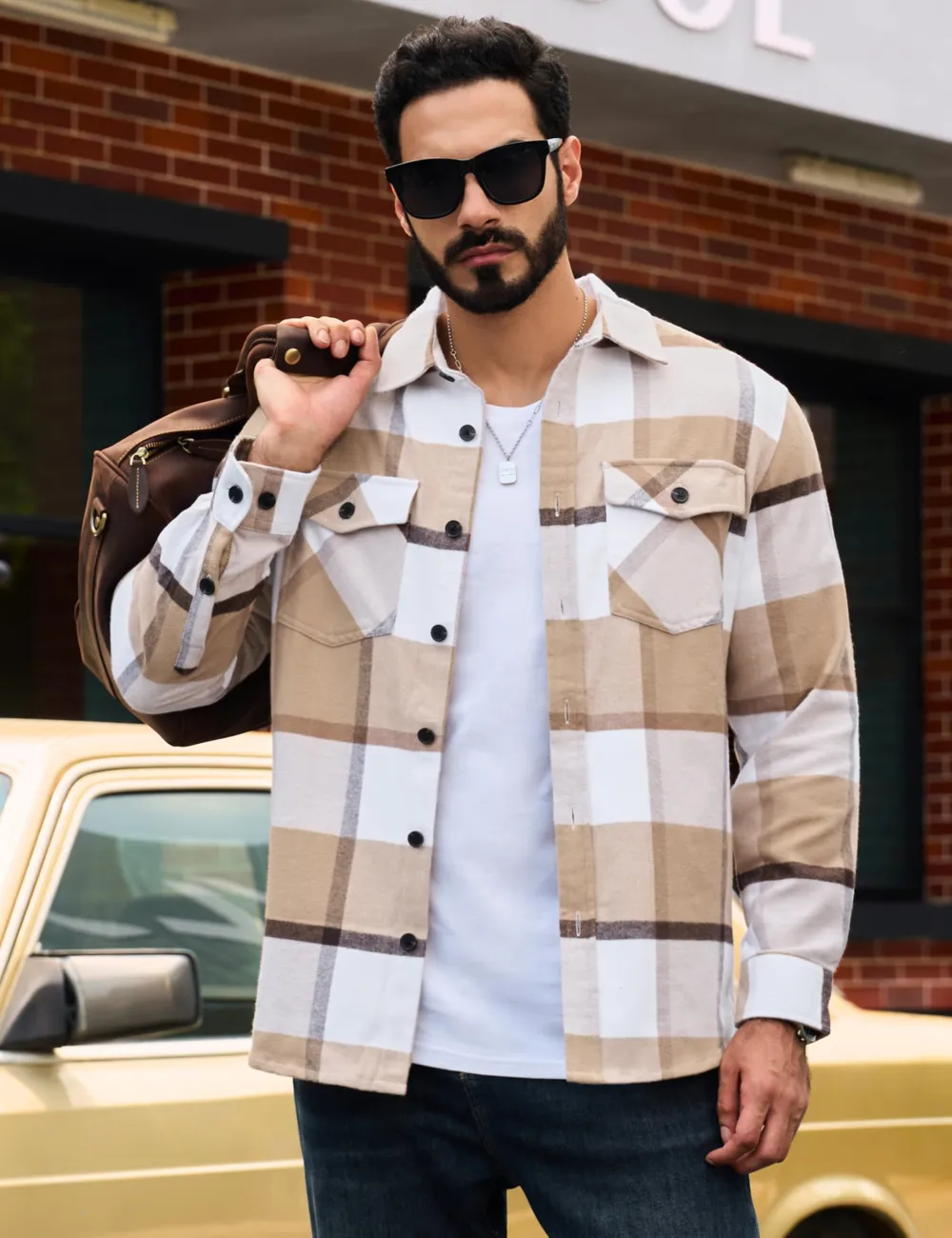 Men's Flannel Shirts Brushed Fleece Flannel Shirts Jacket