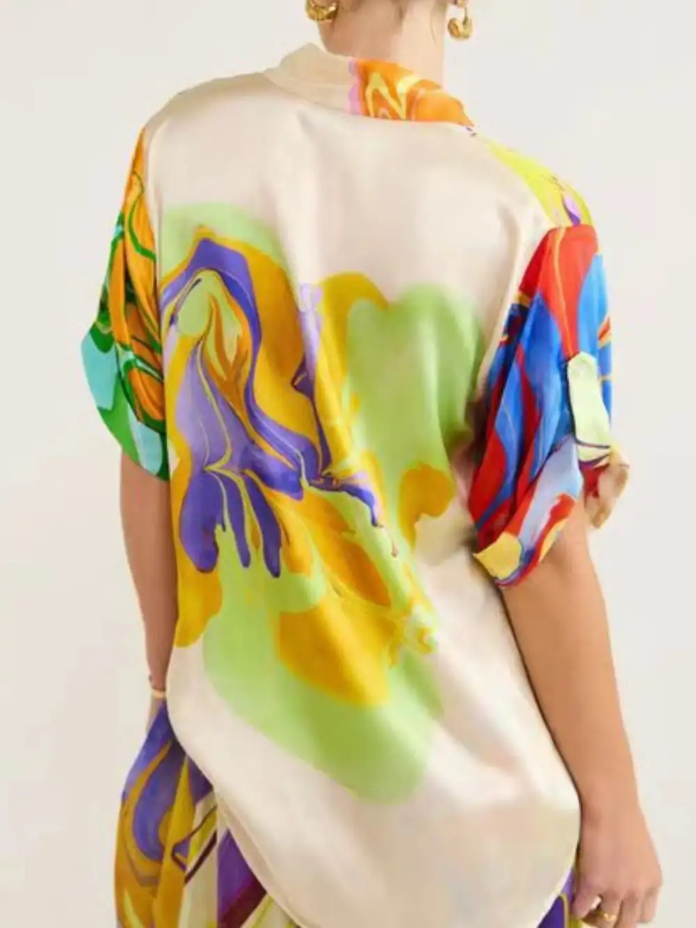 Balanced Button Front Printed Detail Coordinated Set