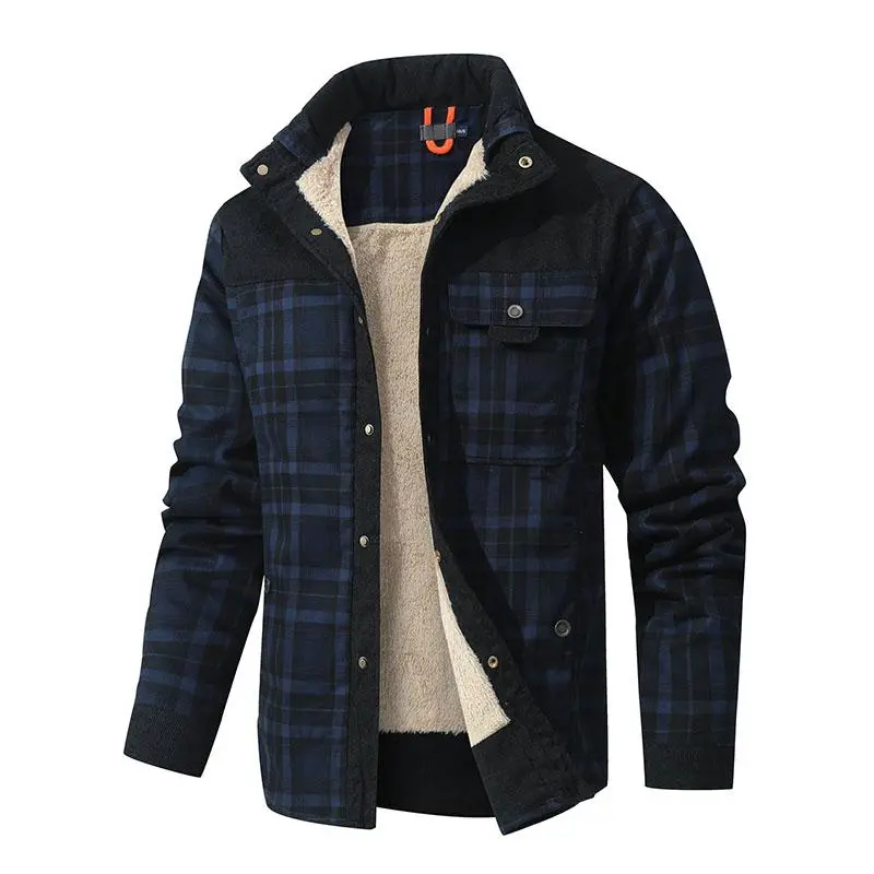 Men's Plaid Flannel Autumn and Winter Warm Jacket