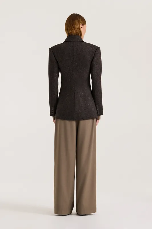 Graphite Tweed Double-Breasted Blazer