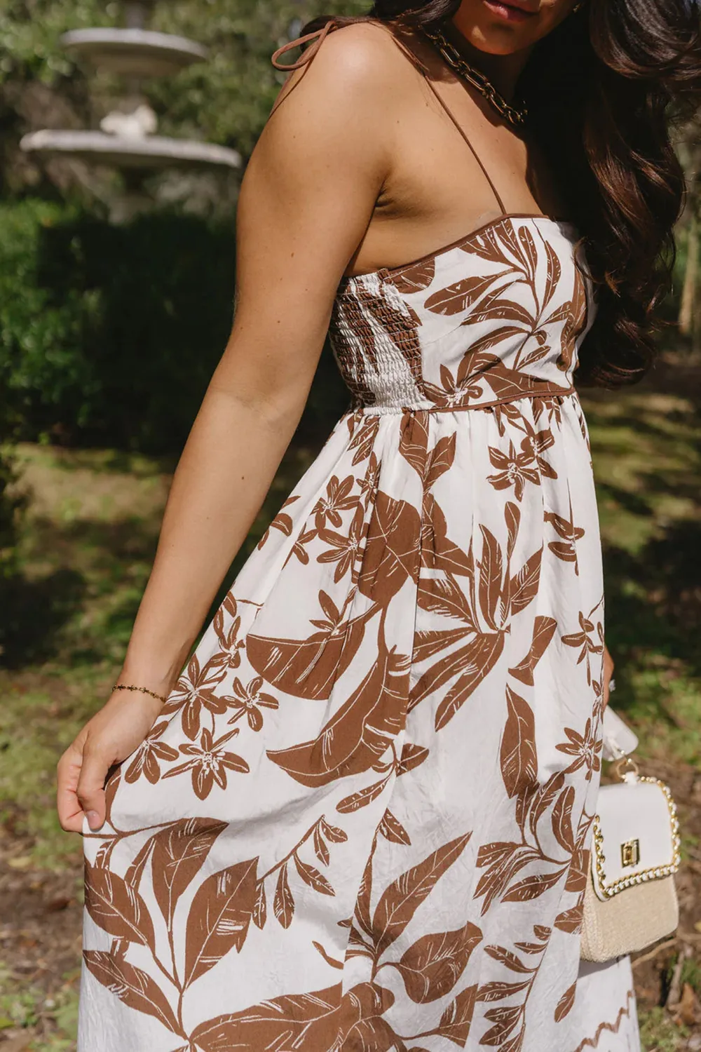 Plant Print Spaghetti Strap Dress