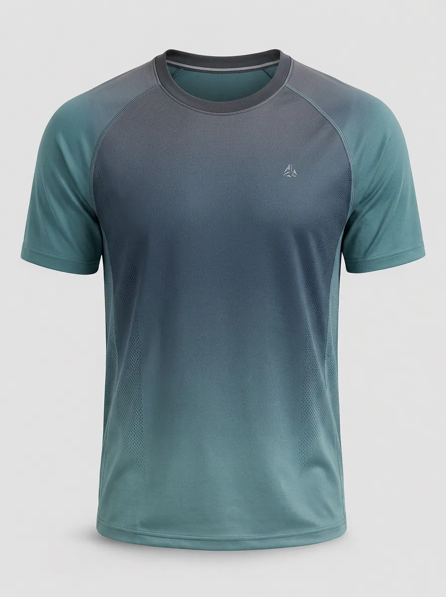 Men's Athletic Sports Breathable Ombre Printed T-shirt