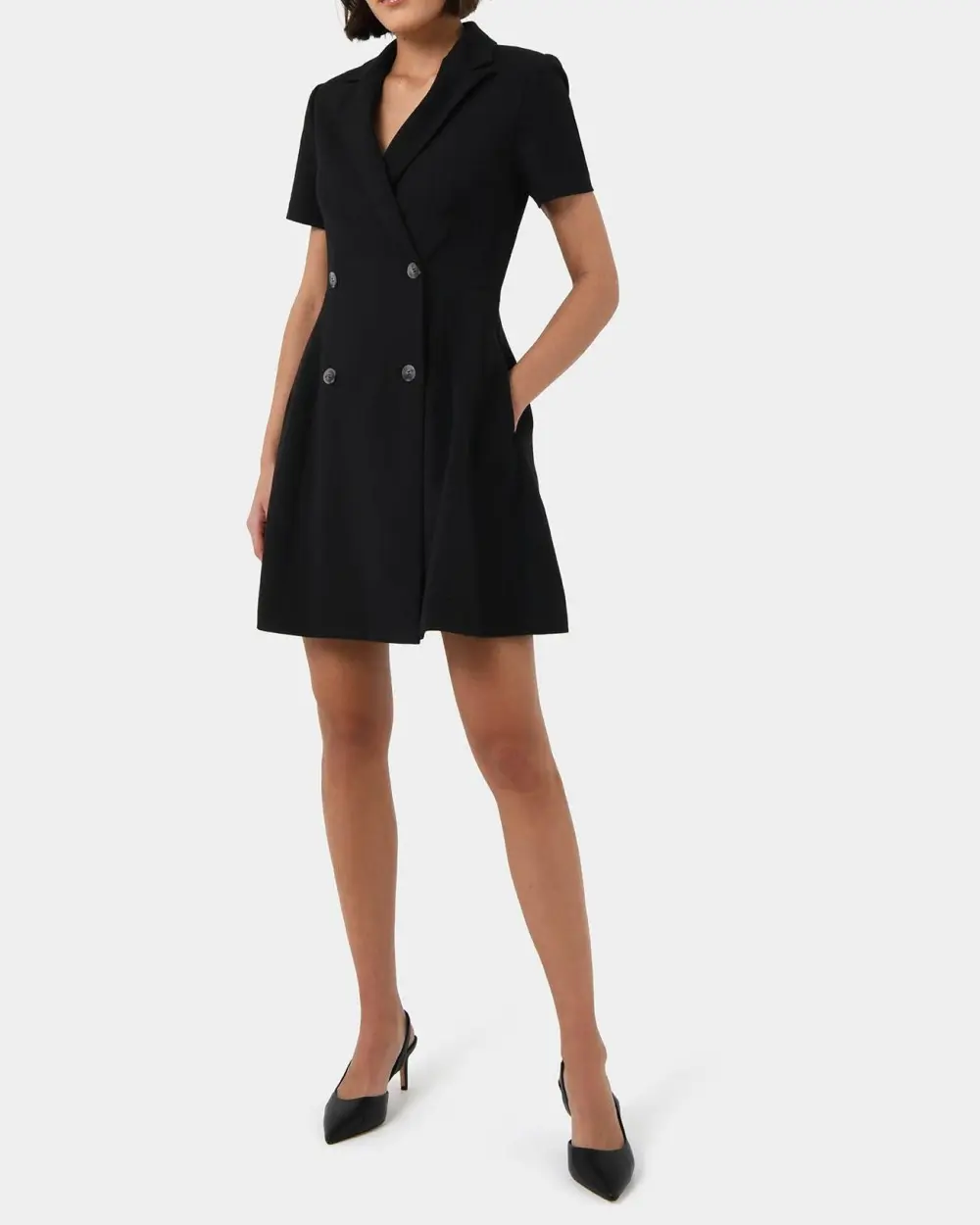 A-line Silhouette Suit Dress -Black